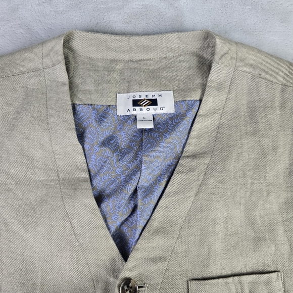 Joseph Abboud Beige Classic Linen Vest  Sz Lg - Picture 3 of 9